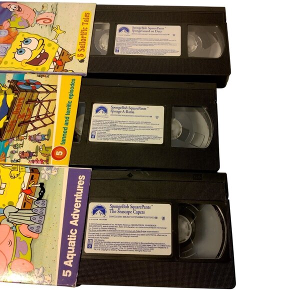 Sponge Bob Squarepants Cartoon VHS Tapes Lot of 5 Nickelodeon Kids Teen - Picture 8 of 8